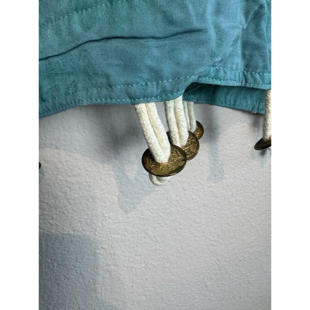 Nativewear Designs XL Jacket Patchwork Ribbon Gold Coins Boho Indonesia Teal Blu - Picture 5 of 8